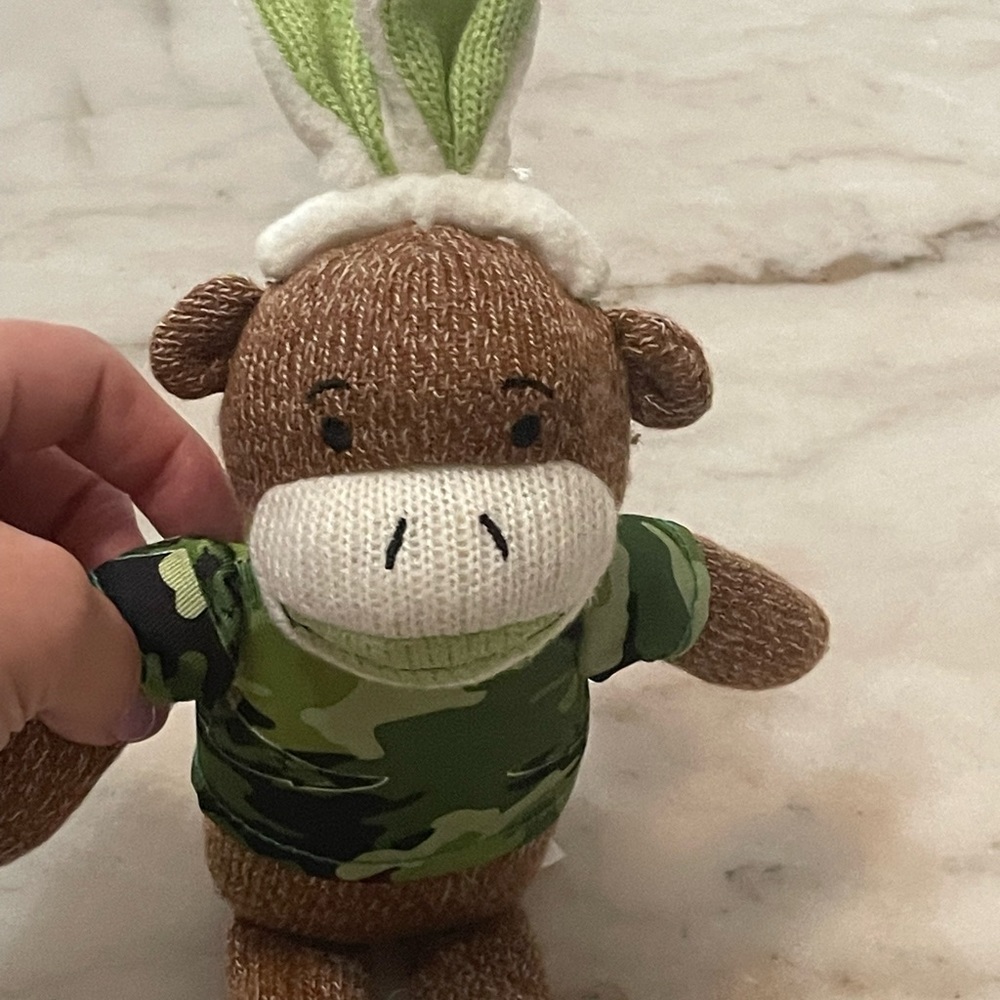 Easter bunny green cameo sock monkey